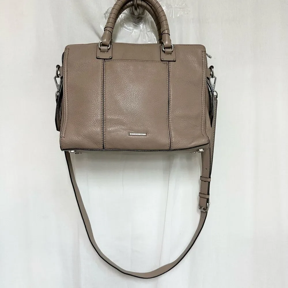 Rebecca Minkoff Bree Taupe Medium Leather Satchel Shoulder Bag
